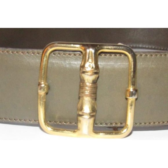 GUCCI Grey Embossed Leather w Gold Bamboo Buckle main image 6
